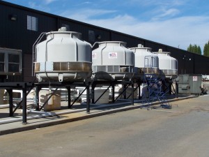 American Chillers & Cooling Towers Multiple FRP Cooling Tower Systems Installation
